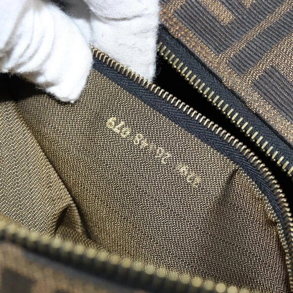 FENDI Zucca Canvas Vanity Hand Bag Black Brown Auth 146506 - Picture 10 of 16